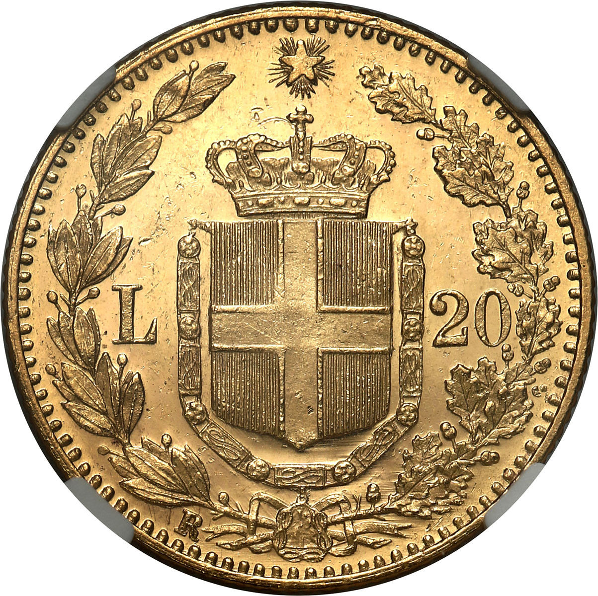 Włochy. Umberto I (1878-1900). 20 lire 1891 R, Rzym NGC MS65 - PIĘKNE